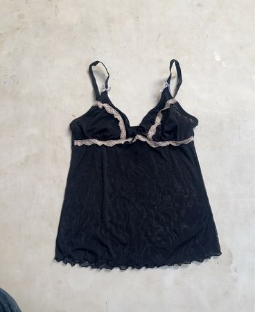 Schwarzes Mesh-Babydoll-Top