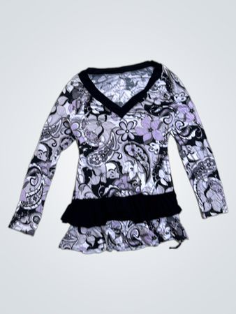Langarm-Top mit Blumenmuster und Rüschensaum