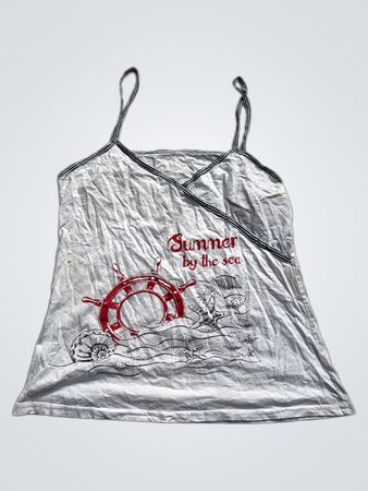 Weißes Tanktop mit „Summer by the sea“-Motiv