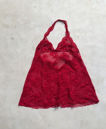 Rote Spitzen-Halter-Babydoll-Unterwäsche