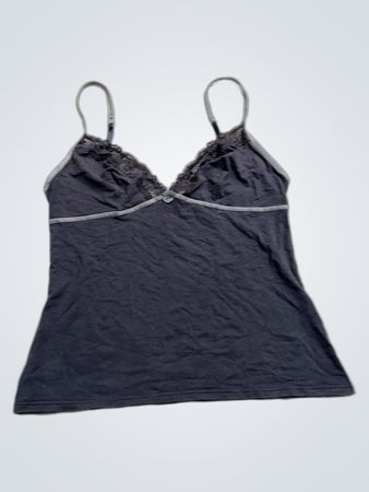 Dunkelgraues Spitzen-besetztes Camisole-Top