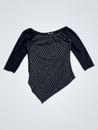 Charbell Paris Schwarzes welliges Pailletten-Top
