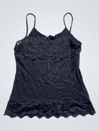 Lana Seta & Cashmere Schwarz Spitzensaum Camisole