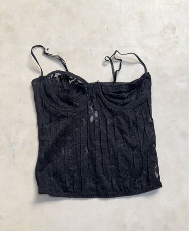 Schwarzes Spitzenkorsett-Top