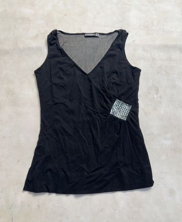 Mexx Schwarzes verziertes Trägershirt mit V-Ausschnitt