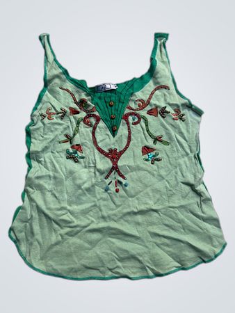 M&J grünes Tanktop mit Verzierungen