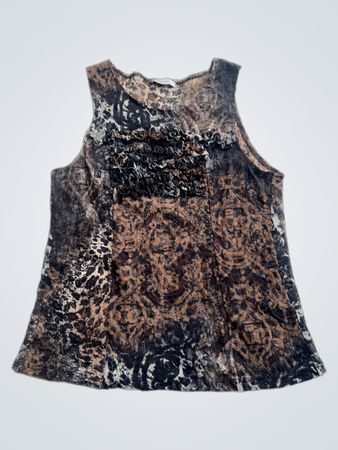 Tex Damen Top ärmellos mit Rüschendetail und Animal-Print