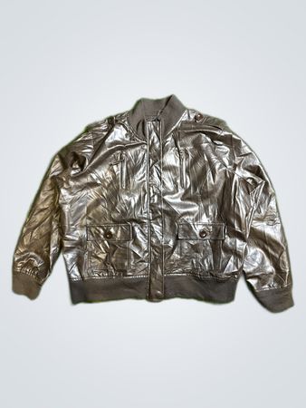 Brown Leather Bomber Jacket