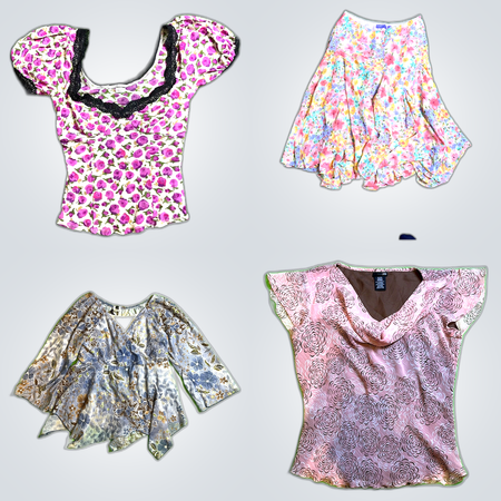 Y2K Floral Tops