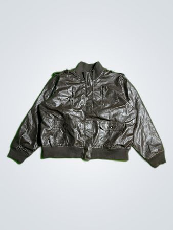 paper tee Leather Jacket