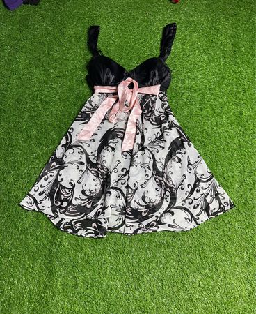 Village Galley Luxe Black and White Printed Slip Dress