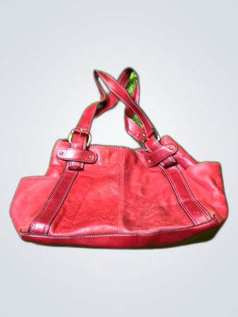 Longchamp Red Leather Tote Bag