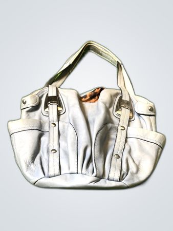 B. Makowsky Gray Leather Tote Handbag