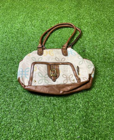 Gucci Canvas Tote Handbag with Leather Trim