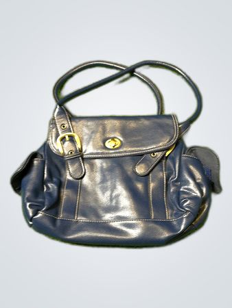 Navy Blue Leather Shoulder Bag