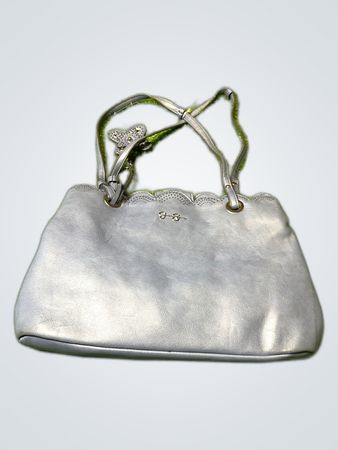 Guess Gray Scalloped Leather Handbag
