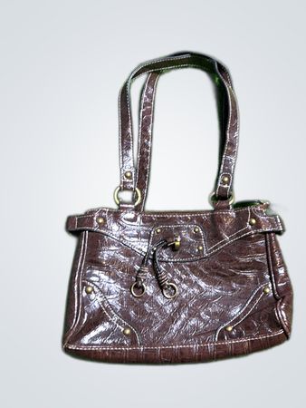 Brown Textured Faux Leather Shoulder Bag