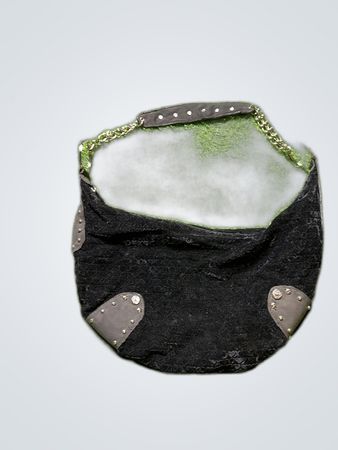 Black Shoulder Bag with Studded Accents