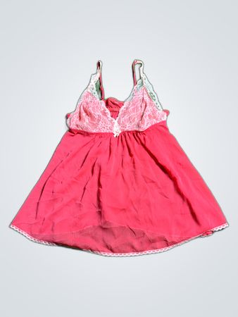 Red Lace Trim Slip Dress