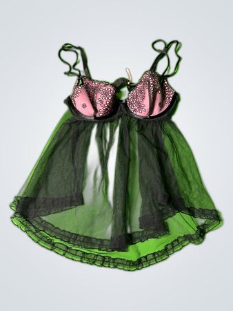 Sexy Little Things Black Mesh Babydoll with Pink Lace
