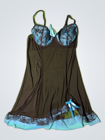 Per Lei Black Lace Slip Babydoll