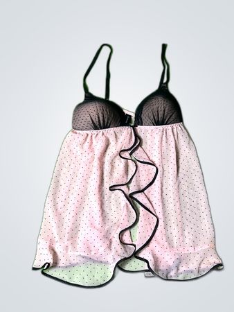 Ambrielle Pink Polka Dot Lace Babydoll