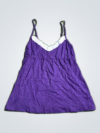 Purple Camisole with White Lace Trim