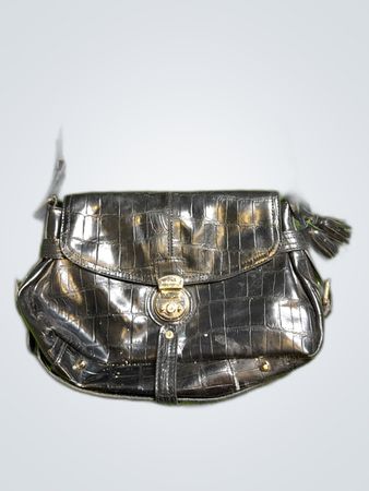 Liz Claiborne Black Crocodile Embossed Shoulder Bag