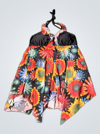 Unbranded Multicolor Sunflower Print Halter Swim Top