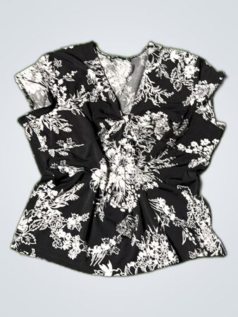 Black and White Floral Blouse