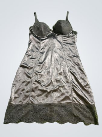L'Senza Black Satin Slip Dress