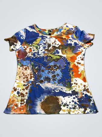 AZ Multicolored Abstract Printed Mesh Top