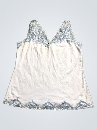 White Camisole with Blue Lace Trim