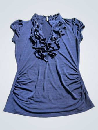 Heart & Soul Navy Ruffled Blouse