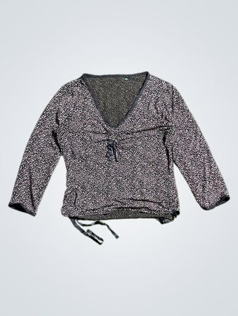 Black and White Floral Long Sleeve Top