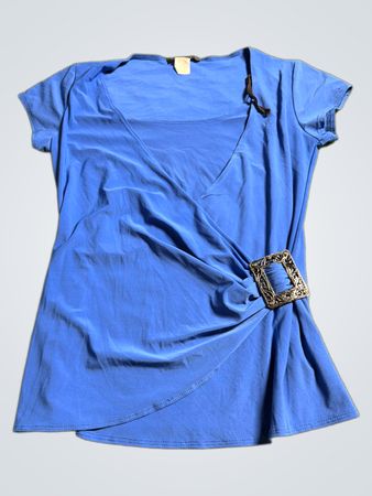 American City Wear Blue Wrap Top