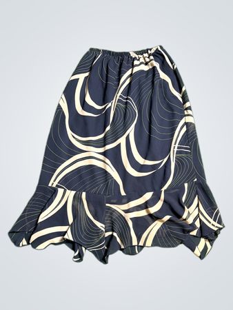 Black and Beige Patterned Skirt
