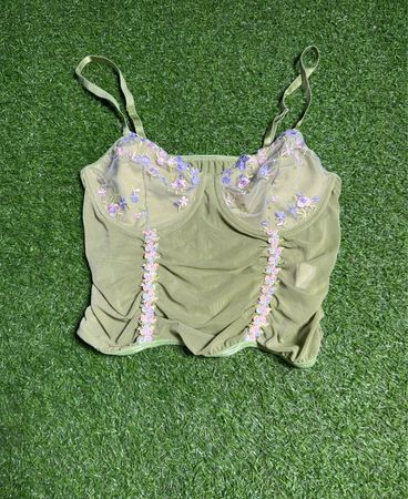 Green Embroidered Top