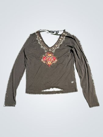 Long Sleeve Embellished Top