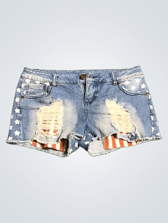 Xhilaration Star-Print Distressed Denim Shorts