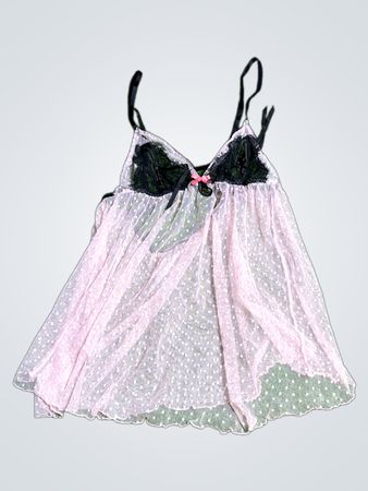 Pink Sheer Polka Dot Chemise