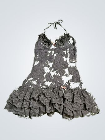 Black Lace Ruffled Dress
