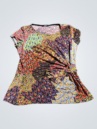 MSK Short-Sleeve Paisley Print Top