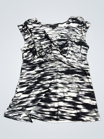 Black and White Patterned Sleeveless Top