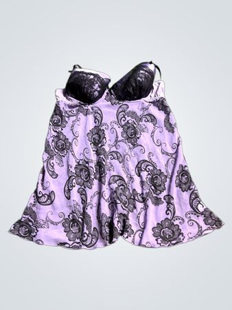Women's Purple Lace Trim Chemise