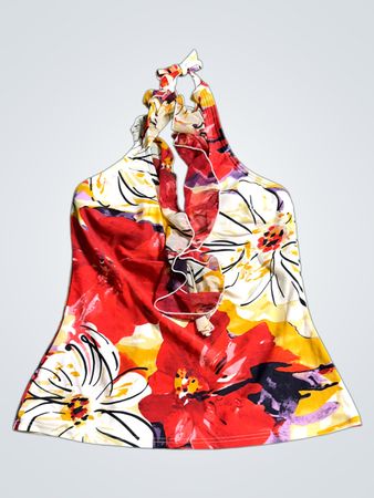 Floral Halter Neck Swim Top