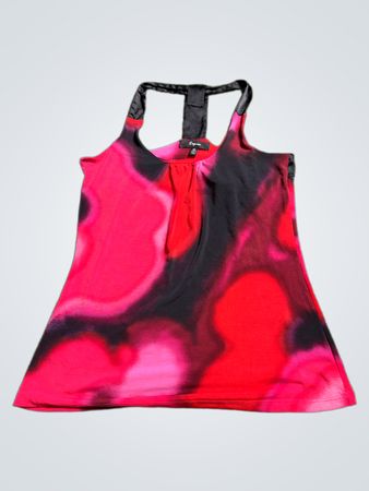 Express Women's Red and Black Tie-Dye Tank Top