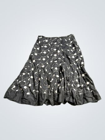 JM Collection Black Embroidered Flared Skirt