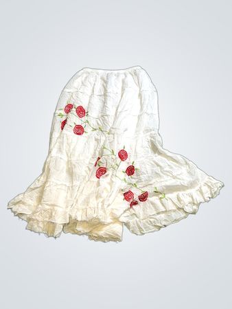 White Skirt with Red Roses