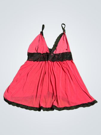 Pink and Black Lace Trim Chemise